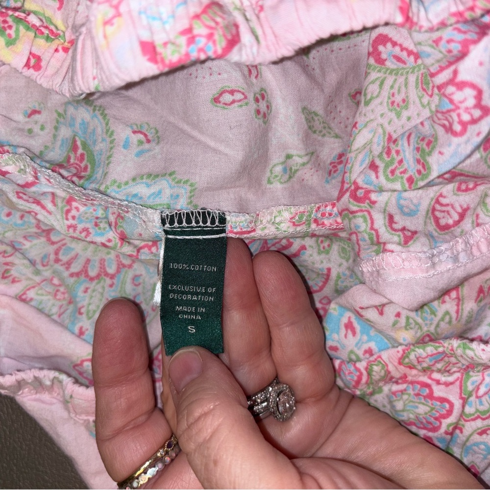 Ralph Lauren Pink Floral Pajama Top and cropped bottoms size small cotton - Picture 7 of 8